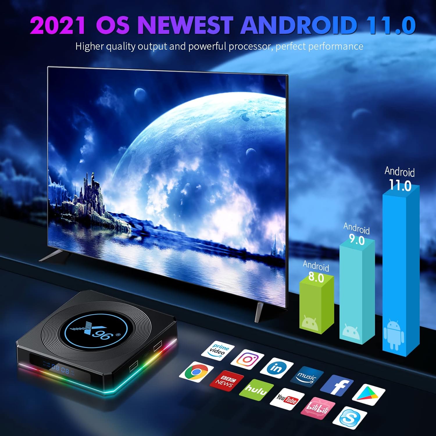 Buy Android 11 TV Box, X96 X4 Android TV Box 11.0 Amlogic S905X4 Quad Core  64 Bits, 4GB RAM 32GB ROM Android Box miaraka amin&#39;ny 1000M LAN Dual-WiFi  2.4G / 5G AV1